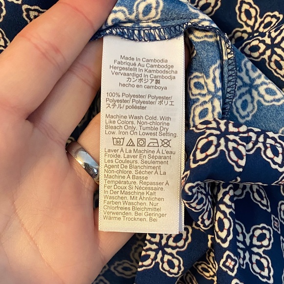 J. Crew Blue & White Geometric Top - Picture 6 of 8